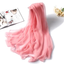 Женский однотонный шелковый шарф из пашмины, накидка для пляжа, гладкие женские шали, Роскошные теплые шарфы, бандана, мода