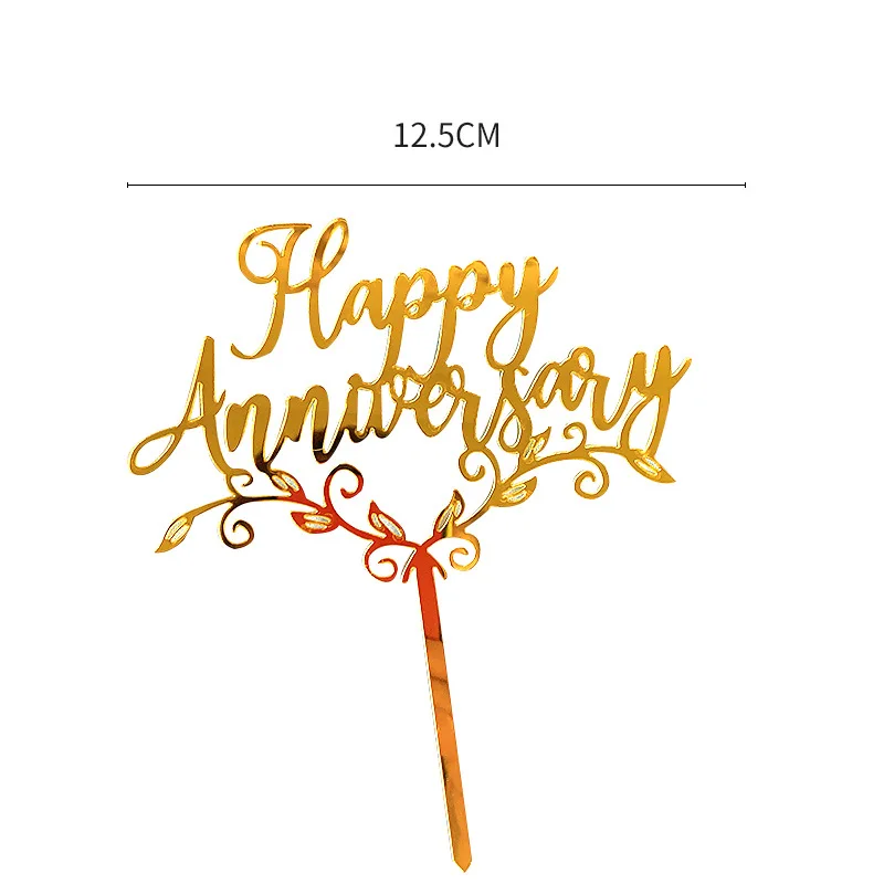 Happy Anniversary Theme Party Cake Toppers Gold Wedding Anniversary Cake Topper for Wedding Party Decorations cake topper cake toppers