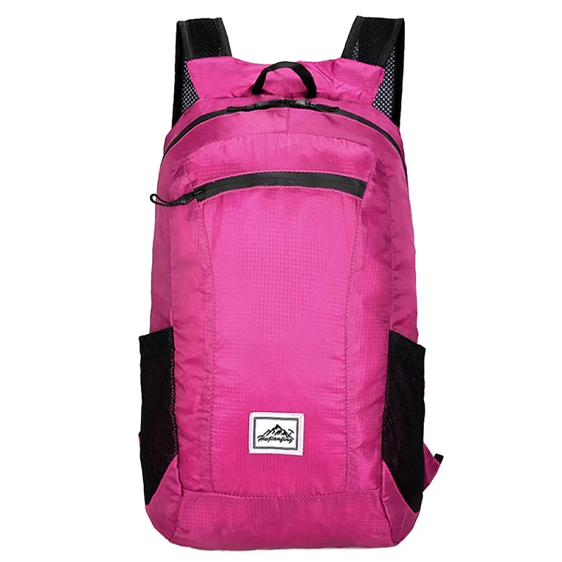 Rose Red Открытый спортивный складной наплечный рюкзак 20L ультралегкий водонепроницаемый рюкзак для путешествий для альпинизма кемпинга и велоспорта для хранения унисекс - Цвет: Rose Red