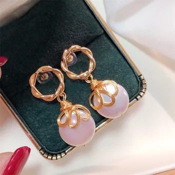 

Light The Luxury of Hand Made Retro loop Button Stud 14K Gold Filled Earring Jewelry For Women Best Gift