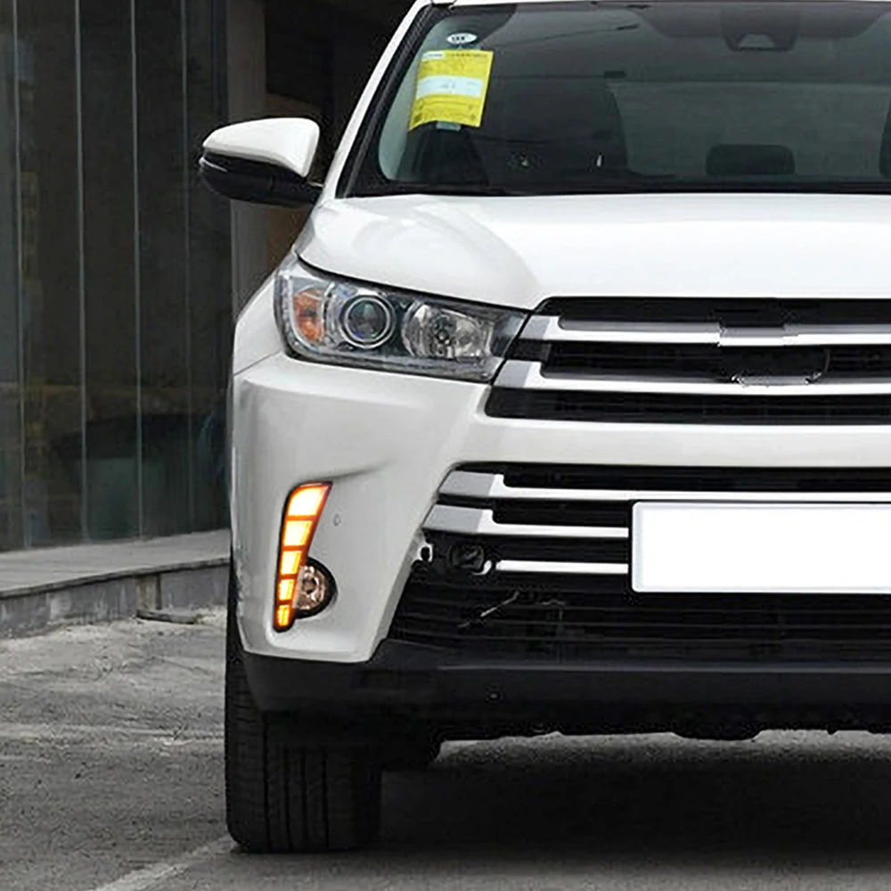 CSCSNL 1 пара Автомобильный светодиодный светильник дневного света для Toyota Highlander автомобильные аксессуары водонепроницаемые DRL Противотуманные фары украшения