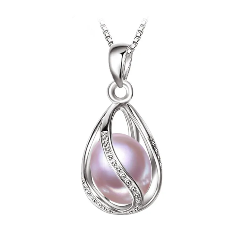 FENASY, ожерелье с подвеской в клетку из натурального пресноводного жемчуга для женщин, 925 пробы, серебряное, бохо, панк, готическое ожерелье, Жемчужное ювелирное изделие - Цвет камня: A purple pearl