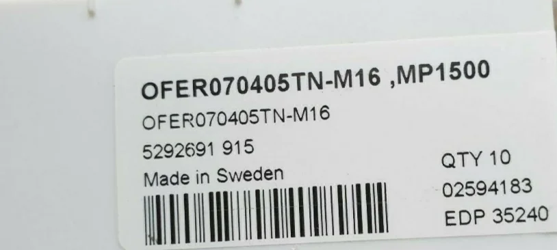 10 шт. вставки карбида OFER070405TN-M16 MP1500