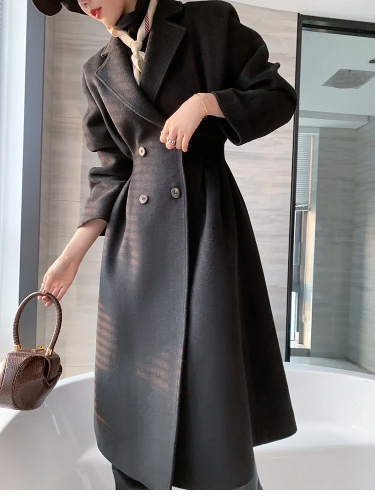 New Woolen Coat Large Size 2XL Waist Mid-length Thick And Warm In Autumn And Winter Female All-match Simple Trendy Woolen Coat long puffer coat