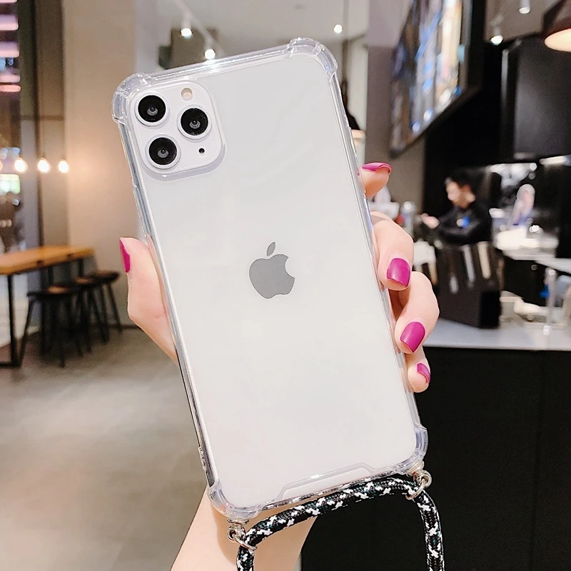 Кросс боди ожерелье чехол для iPhone 12 11 Pro Max 11Pro XS XR X 8 7 Plus 6S SE 2020 трос талреп плечевой