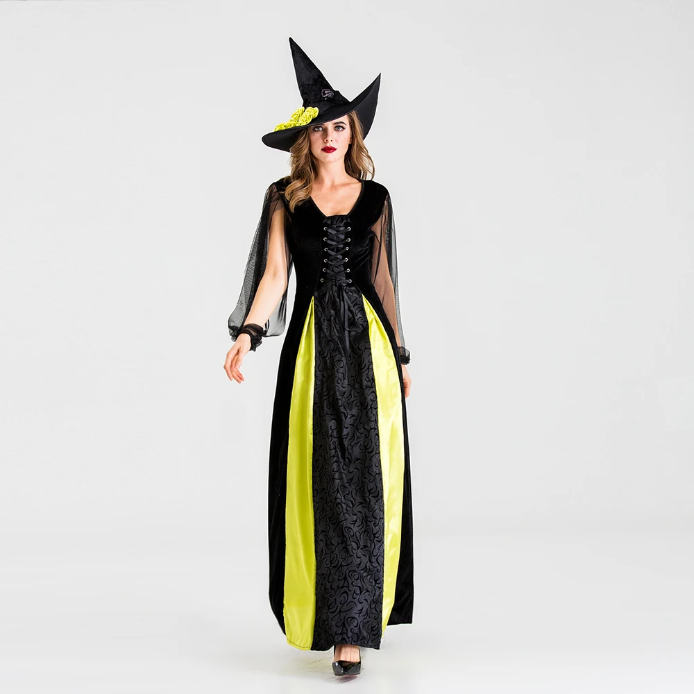 Women Sexy Witch Costume Adult Female Halloween Carnival Darkness Night Role Play Game Vampire Cosplay Dress Up Outfit