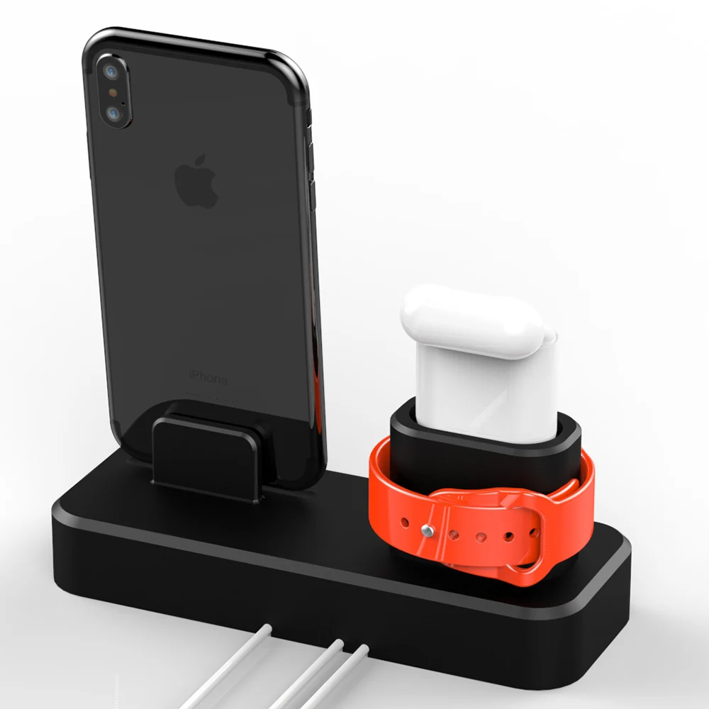 3 в 1 зарядная док-станция держатель для Iphone X 11 8 6 Max держатель телефона силиконовая зарядная подставка Док-станция для Apple Watch Airpods