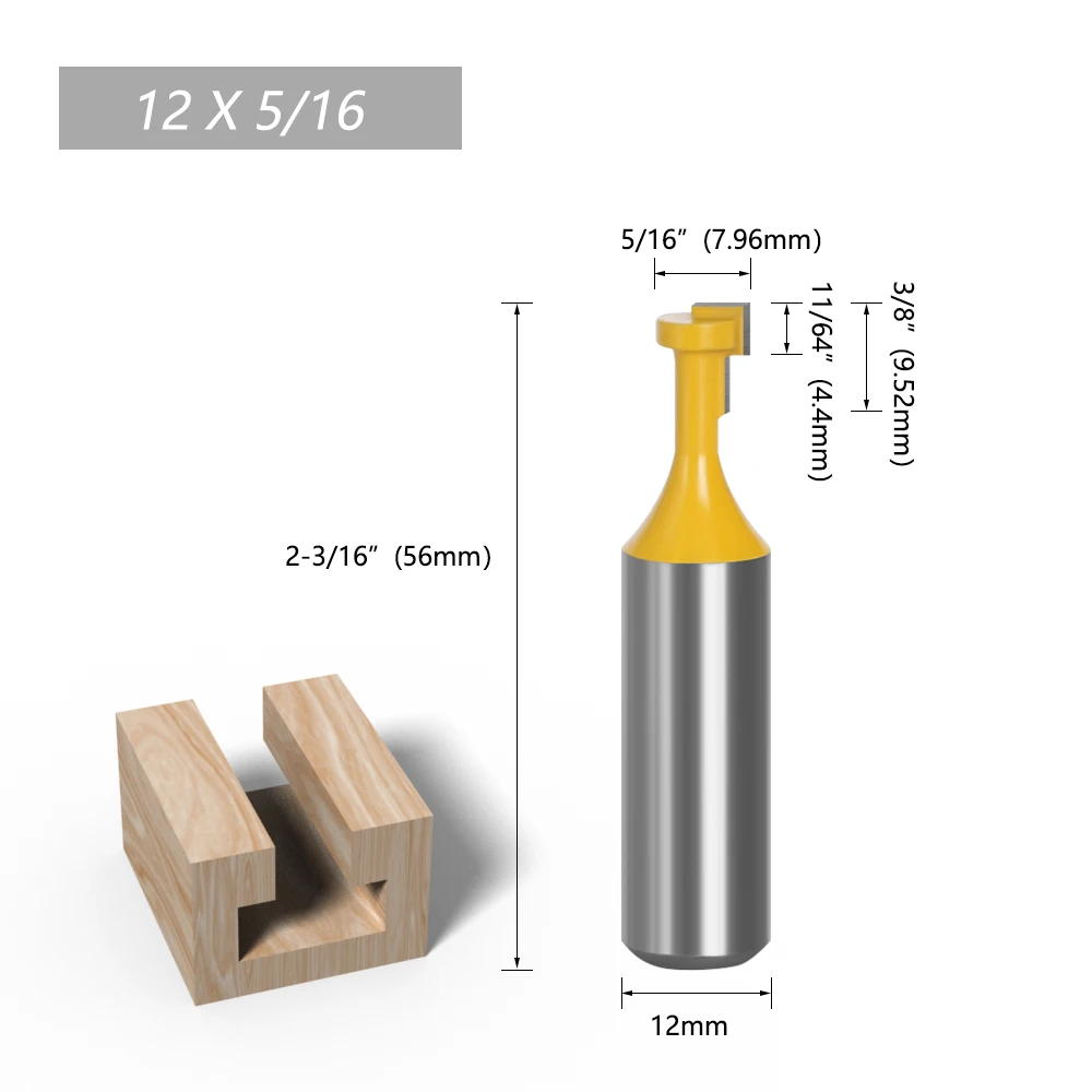 LA VIE 1pc 12mm 12,7mm Schaft T-Slot Cutter Router Bit Set Hex Bolzen Schlüssel Loch bits T Stoßen Fräser für Holz Holzbearbeitung – Detail 2