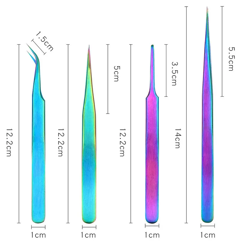 FlorVida Laser Tweezers Precision Stainless Steel For Epilation Pick Rhinestones Rainbow Colorful Tweezers Nail Art Tool 2