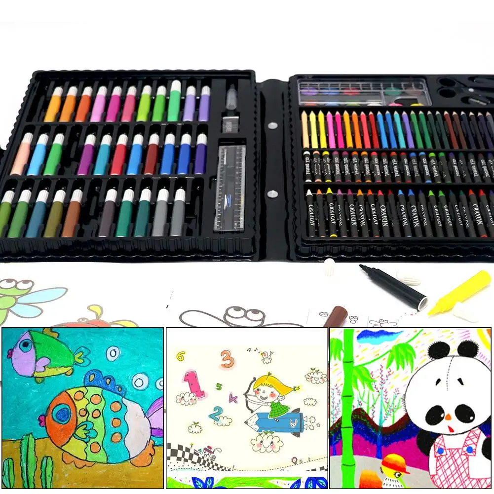 150 шт Детские краски для рисования Инструменты для рисования набор ручка цвета воды карандаш масло Пастель кисть для рисования ручки