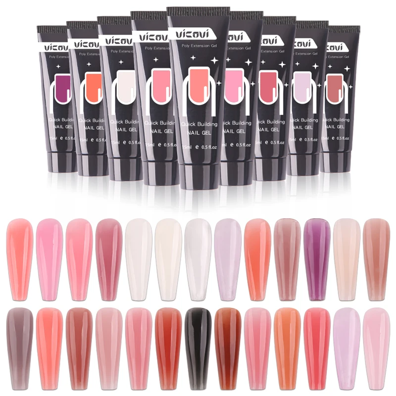 12 Colori 15Ml Nude Uv Gel Builder Punte Per Unghie Extension Gel Building Crystal False Nails Gel Poly Nail Gel # Gy028