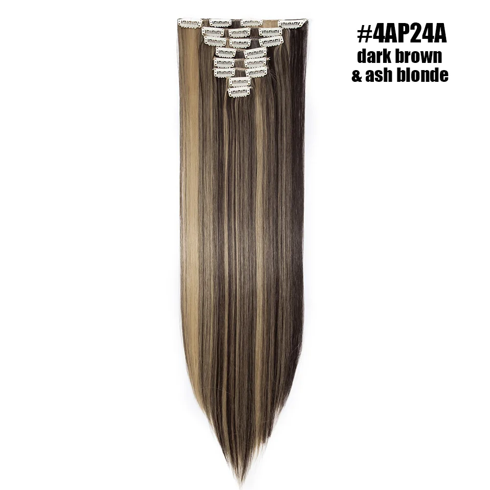 S-noilite 2" 8 шт./компл. шелковистые прямые волосы Наращивание волос Синтетические наращивание натуральных волос для Для женщин длинные натуральные волосы на заколках для наращивания, волосы на заколках - Цвет: 4AP24A