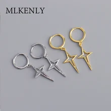 MLKENLY, 925 пробы, серебряные, НОВЫЕ геометрические серьги, полые, крест, серьги-гвоздики, взрывы, маленькие ювелирные изделия для женщин, подарки