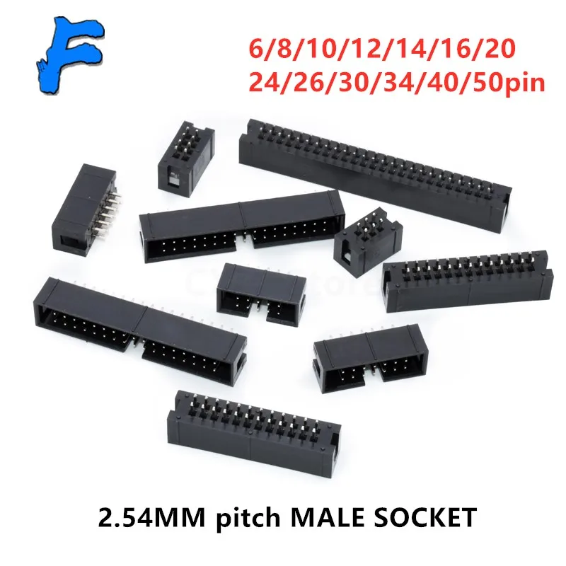 10 шт. dip 6/10/20/26/34/40 PIN 2 54 мм Штекерный разъем прямое гнездо idc box PCB двухрядный 10P/20P/40P