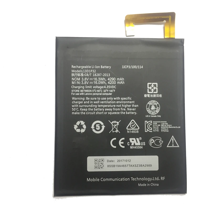 For Lenovo Lepad PAD A8-50 A5500 Li-polymer Batteries For Lenovo Lepad PAD A8-50 A5500 4290mAh L13D1P32 Tablet Battery