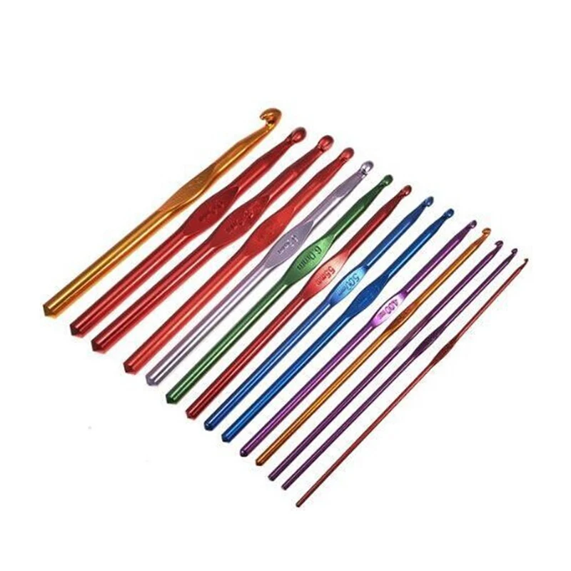 1Set-14pcs-Mixed-Metal-Hook-Crochet-Template-Kit-Aluminum-Knitting-Needles-For-Loom-Tool-Band-DIY