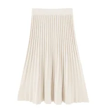 Плиссированная юбка Женский новая длинная куртка на осень и зиму вязаная юбка в Корейском стиле; однотонная шерстяная юбка