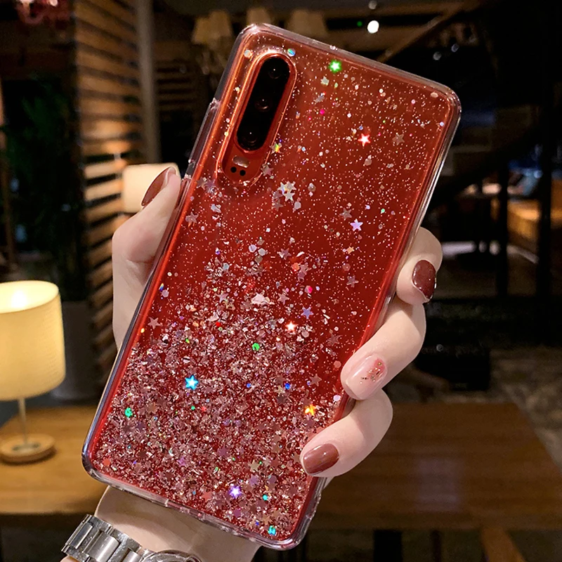Luxury Glitter Case For Huawei P30 P20 P40 Pro Plus Mate 20 Pro Lite Nova 5T P Smart 2019 2021 TPU Transparent Cover Case 4