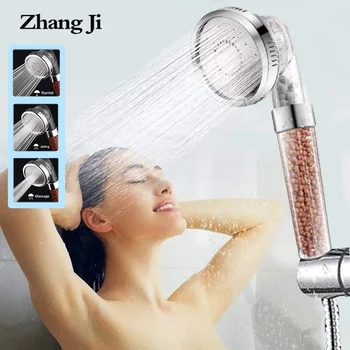 ZhangJi 3 Modes Bath Shower Adjustable Jetting Shower Head High Pressure Saving Water Bathroom Anion Filter Shower SPA Nozzle 1