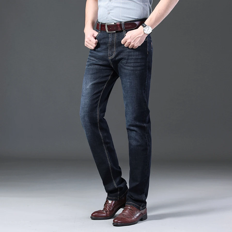 NIGRITY 2019 Новые мужские повседневные эластичные модные джинсы стрейч толстые джинсовые мягкие брюки классические большие размеры 28-40
