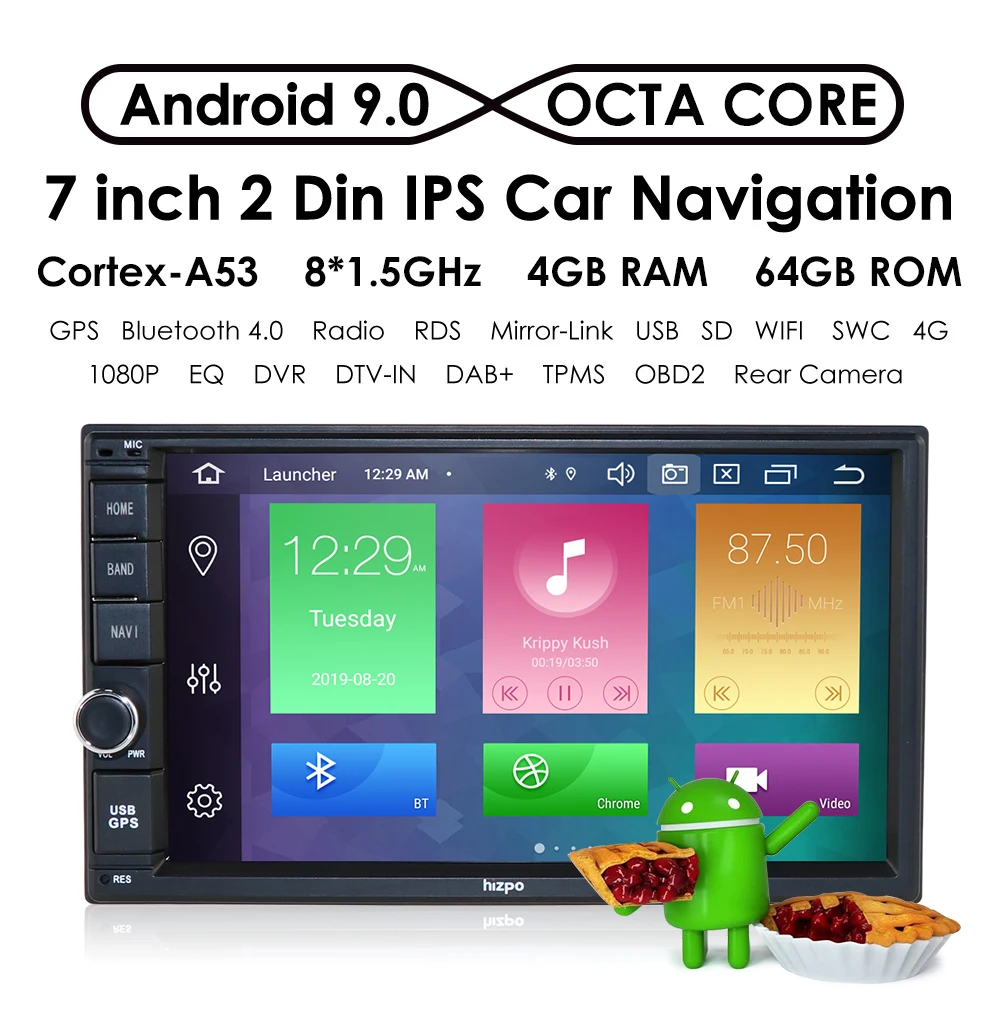 Cheap Hizpo7"2Din Android9.0 8Core CarNoDVD Universal With Radio FM GPS BT Navigation autoradio Stereo Audio Player 1024*600 with WIFI 2