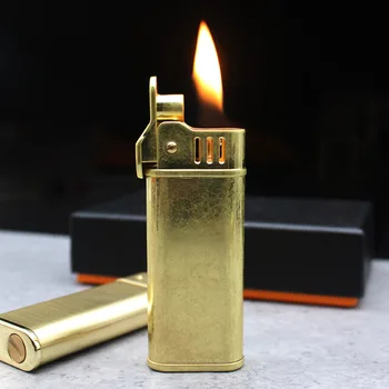 

Flint Retro Brass Torch Lighter Grinding Wheel Free Fire Kerosene Oil Pipe Lighter Cigarette Gasoline Windproof Gadgets For Men