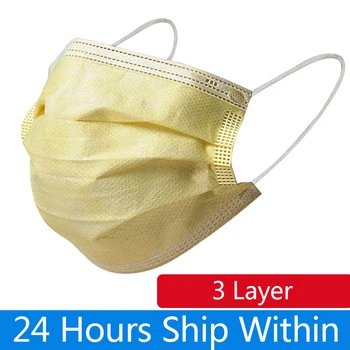 

10pcs/200pcs Yellow Mask Disposable 3 Layers Masks Fashion Non Woven Mouth Masks mask For Mouth