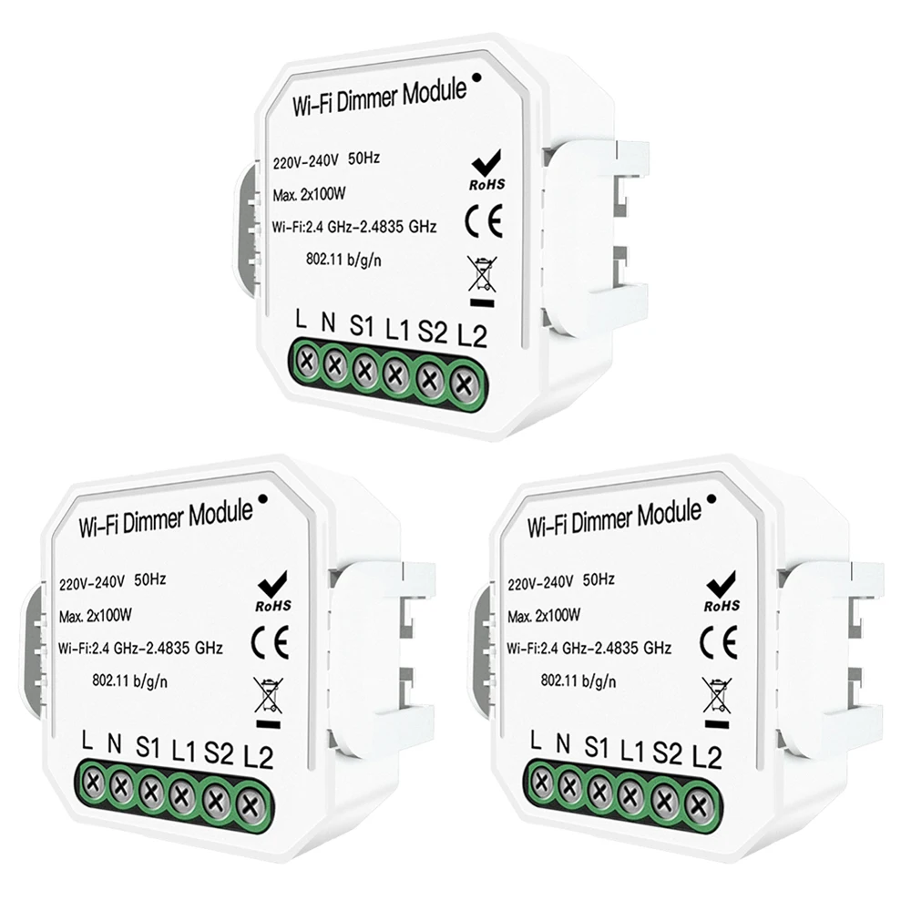 3 pc Wi-Fi умный светильник DIY выключатель Модуль Автоматизации Smart Life/приложение Tuya дистанционное управление, работает 2 способа - Цвет: 3 pc