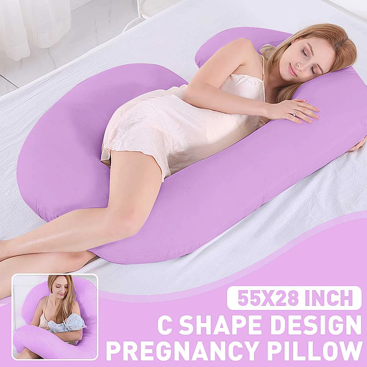 Almohadas en forma de C mujeres cojín maternidad cómodo para el cuerpo, para dormir de lado en la cama, 140CM|Almohada para - AliExpress