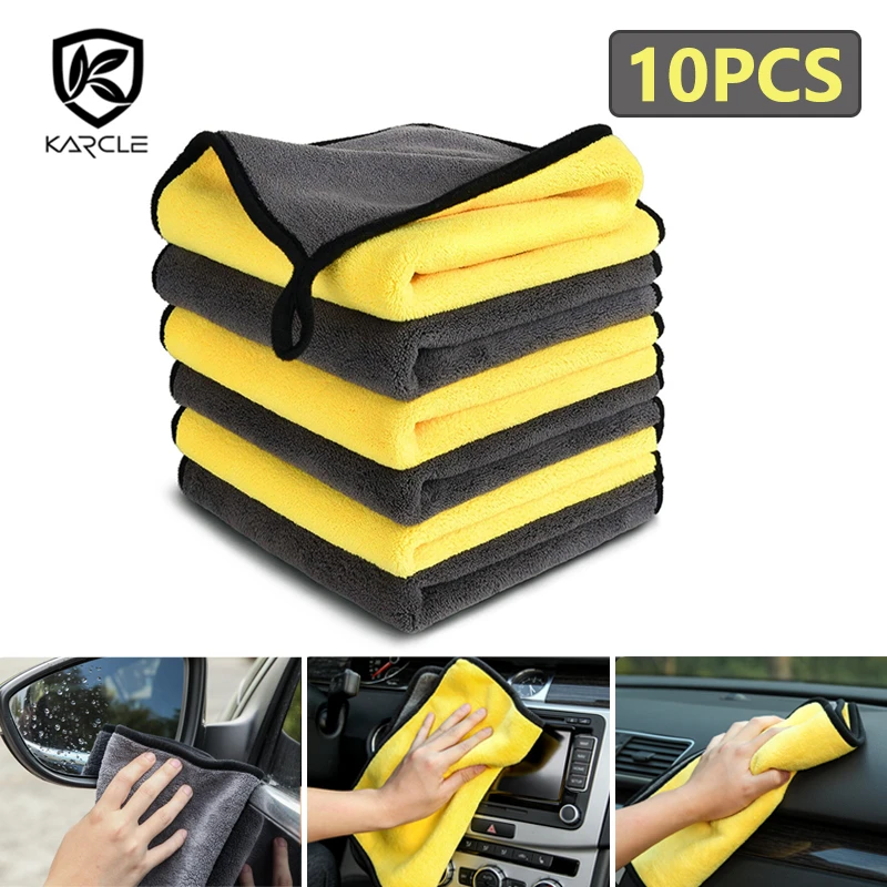 10pcs Microfiber Cleaning Cloth No-Scratch Rag Car Polishing Detailing Towel for Auto Shops Mechanics ,and Car Wash,, Size: 11 x 11, Blue