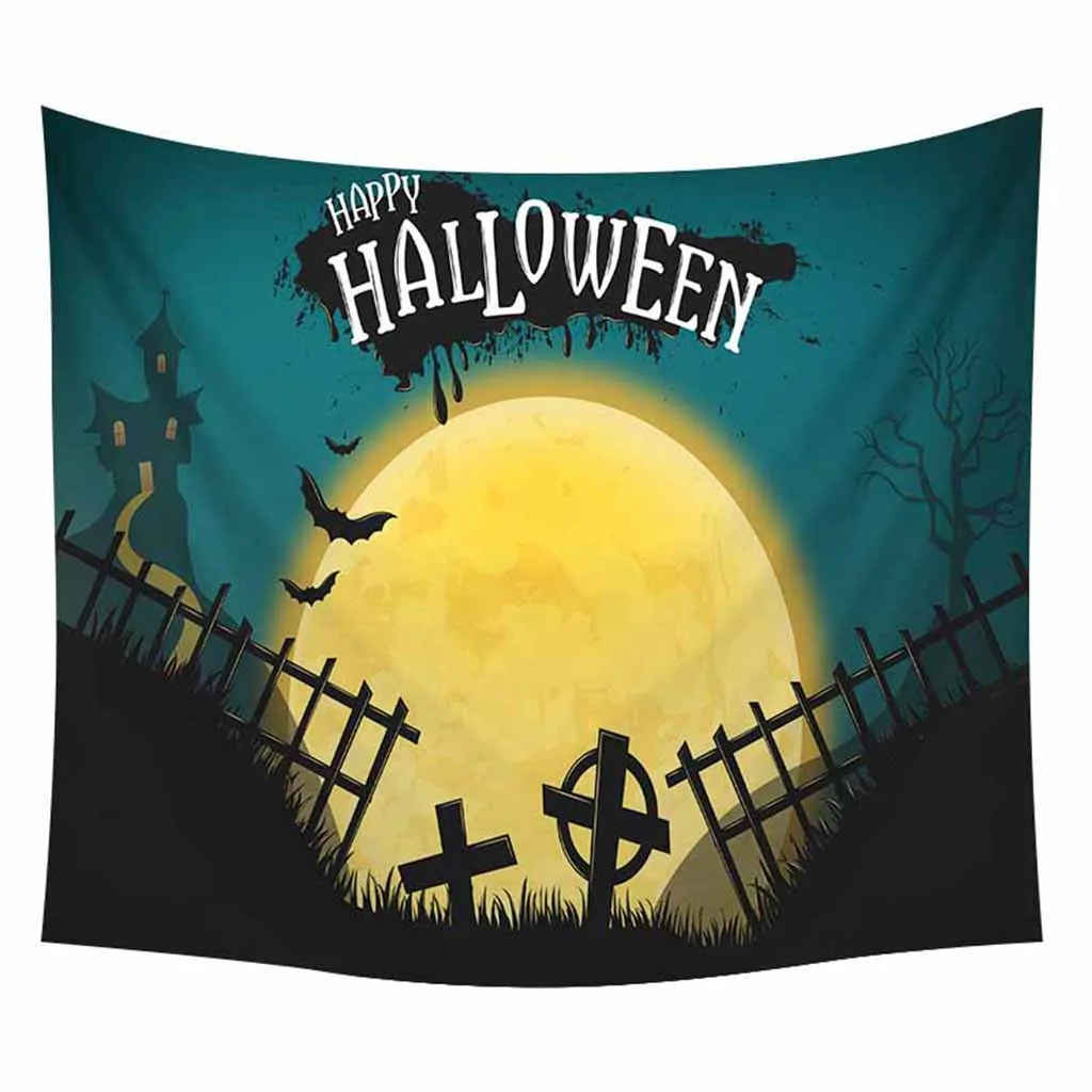 Halloween Theme Tapestry Classic Castle Witch Print Wall Hanging Artist Home Decoration |