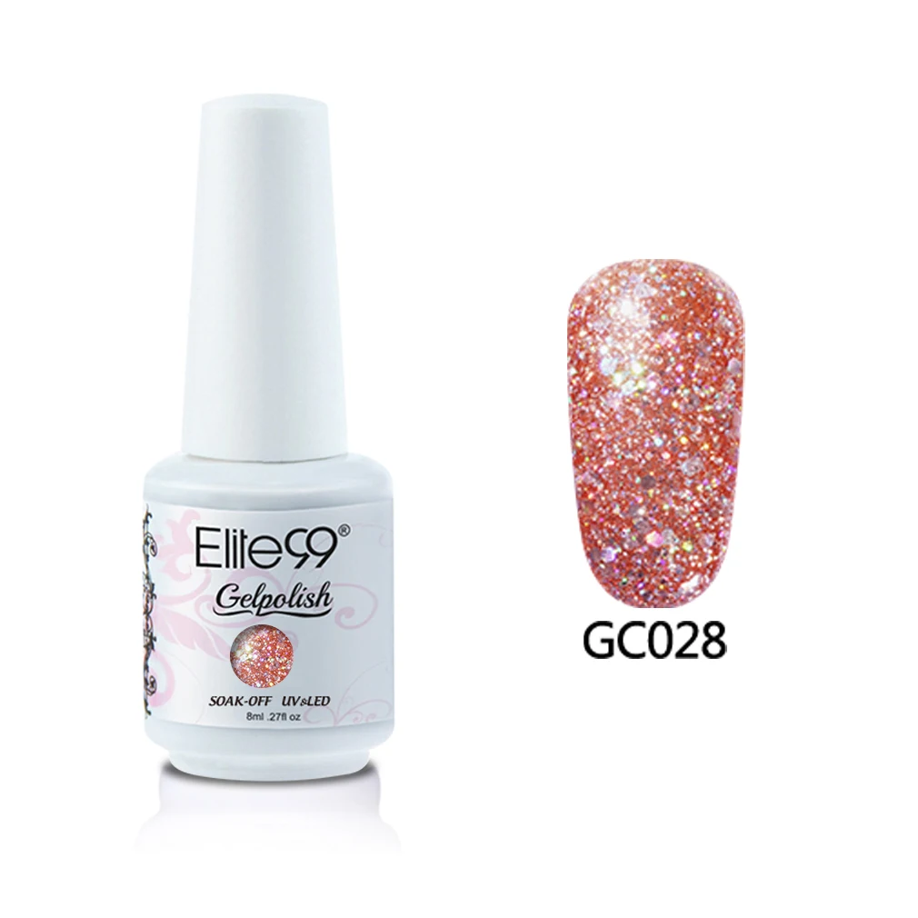 GC028 Elite99 8 мл бриллиантовый Гель-лак с блестками лак для Ногтей Сияющий Блеск УФ Гель-лак отмачиваемый лак для ногтей маникюр гель для ногтей - Цвет: GC028