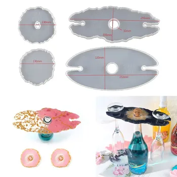 

3Pcs Handmade Wine Glass Rock Mold Bottle Shelf Storage Coaster Epoxy Resin Casting Tray Mould Tools Kit Art Craft DIY Tool