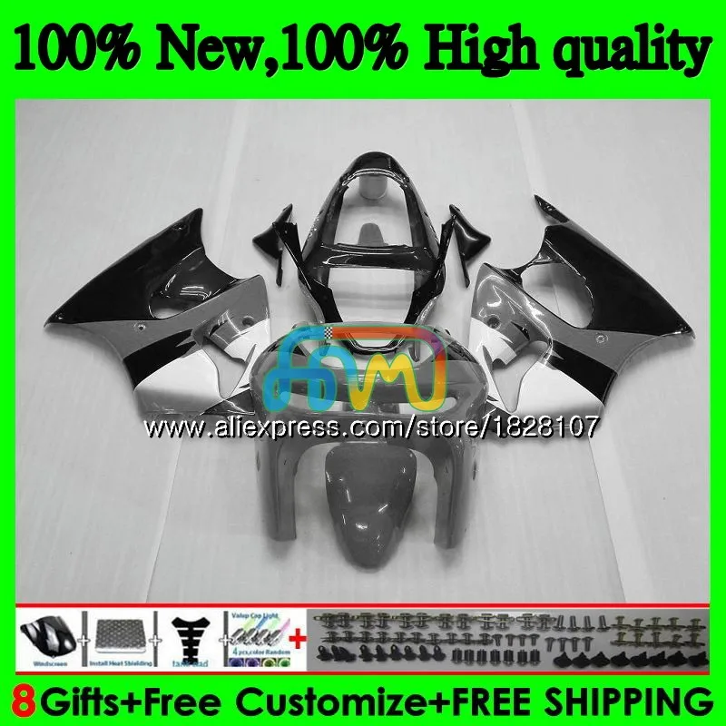 Корпус для KAWASAKI ZX-6R 6 R ZX-636 ZX600 600CC ZX6R 98 99 28BS. 91 ZX636 ZX600CC серого и черного цветов, ZX 636 6R 98 99 1998 1999 обтекатели