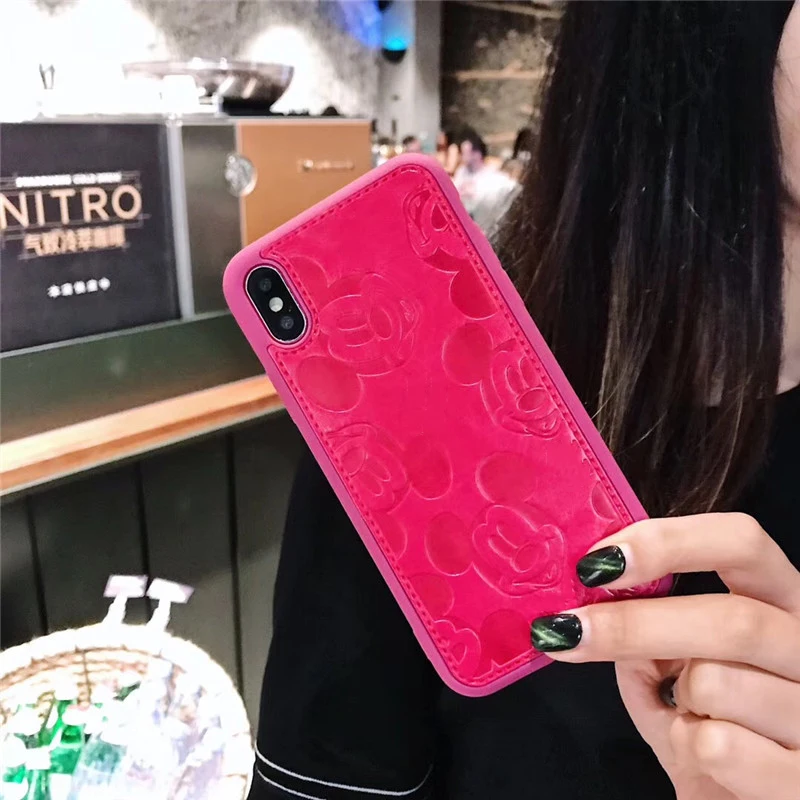 Хит, Супер Роскошный милый мягкий кожаный чехол для телефона с Минни Маус для iphone XR X XS 11 Pro max, милый розовый чехол высокого качества для пары - Цвет: Rose red