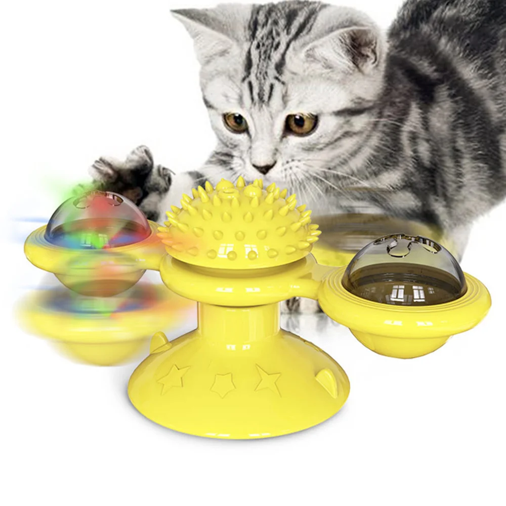 

Windmill Cat Toy Turntable Teasing Interactive Cat Toy Interactive with Catnip Cat Scratching Tickle Pet Ball Toys Cat Supplies