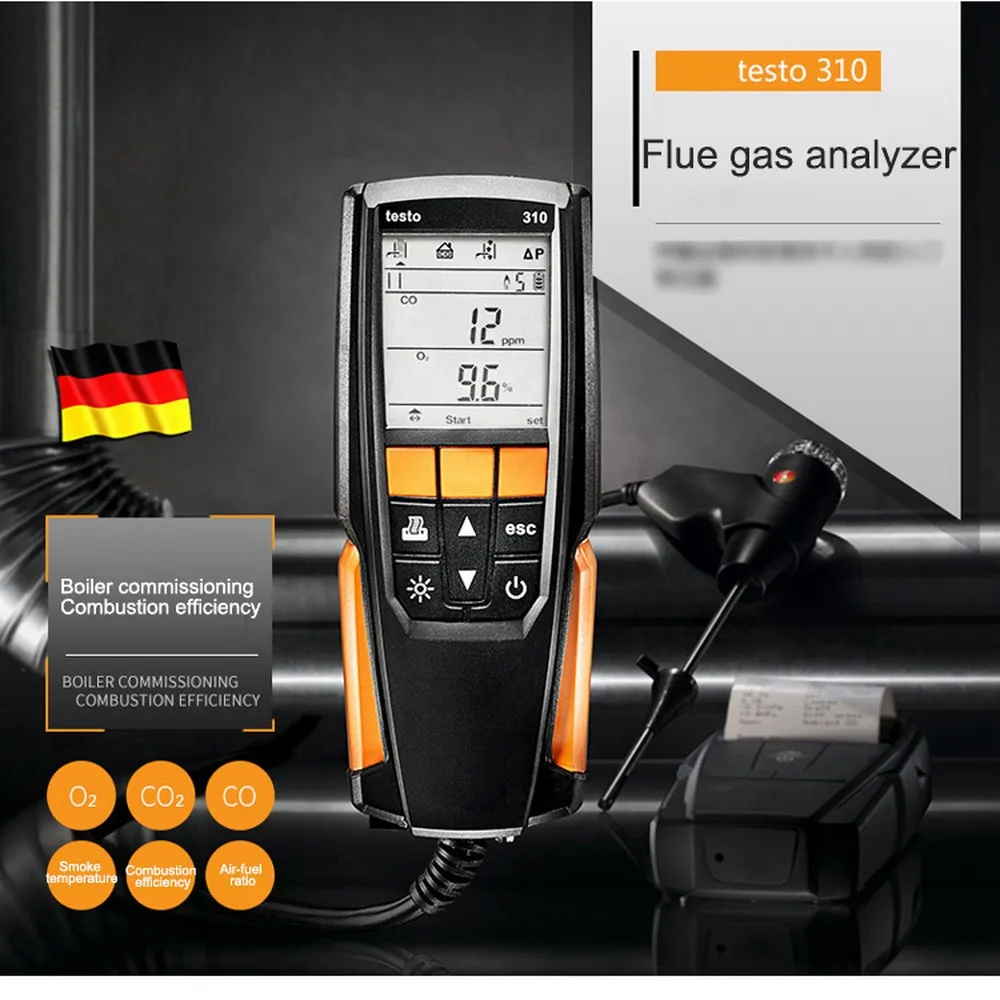 Портативный газоанализатор Testo 310 от 0 до 4000 Ppm O2/CO детектор КПД сгорания газов