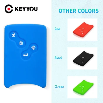 

KEYYOU 20X Silicone Cover Car key Skin Protector For Renault Clio Logan Megane 2 3 Koleos Scenic Keychain Card key Case 4 Button