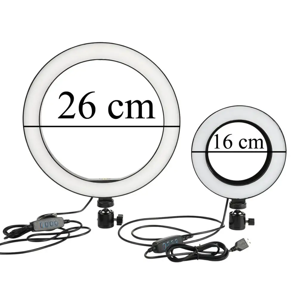 6/10 дюймовый кольцевой светильник светодиодный студийный кольцевой светильник с регулируемой яркостью для видеокамеры со Штативом Держатель для смартфона Настольный светодиодный кольцевой светильник для селфи