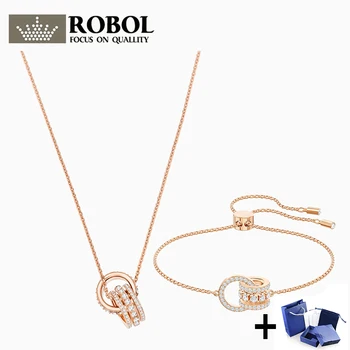 

High Quality Original SWA Necklace Bracelet Set FURTHER Rhinestone Bracelet Necklace Woman Jewelry Gift Free Shipping