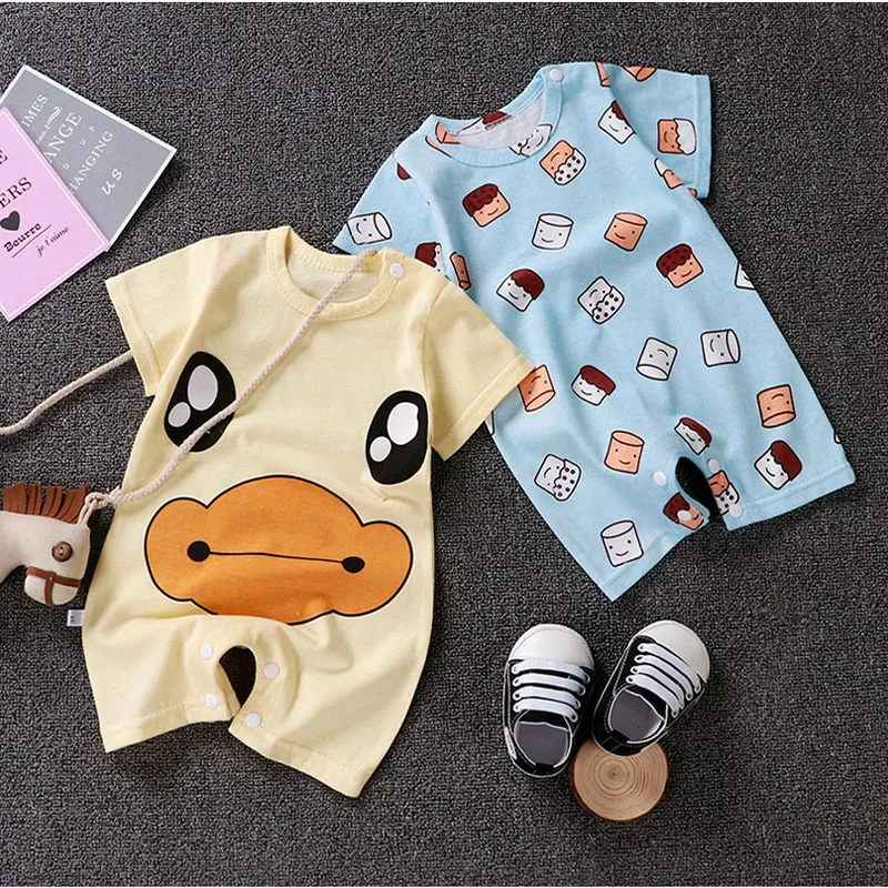 Комбинезон для маленьких мальчиков; одежда для малышей; хлопковый пуловер для малышей с короткими рукавами; Roupas; одежда для маленьких девочек; Детский комбинезон для новорожденных