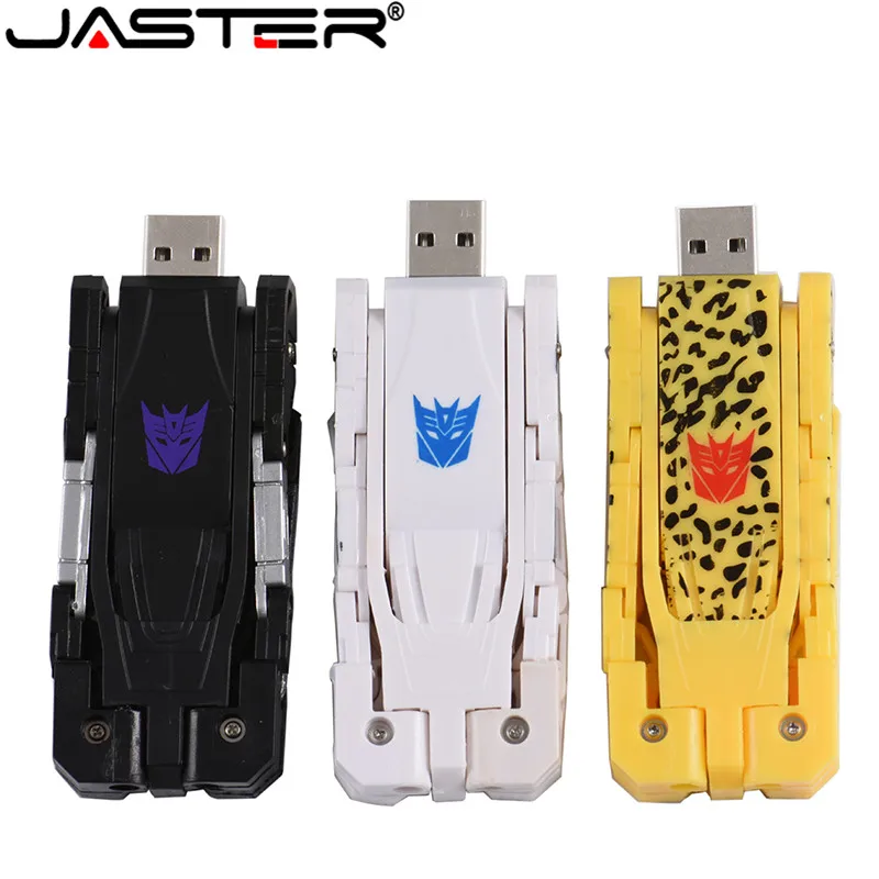 JASTER 2.0 USB Flash Drives plastic toy style U disk cartoon character drive transfomer pendrive 64GB 32GB transformation robot |