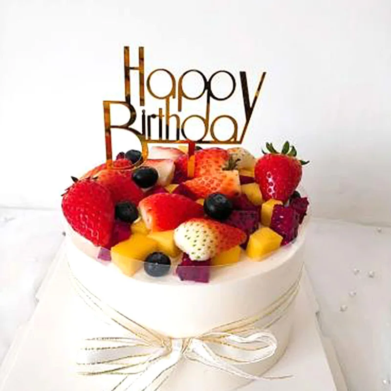Cakelove золотой черный с днем рождения акриловый торт Топпер отличительный День