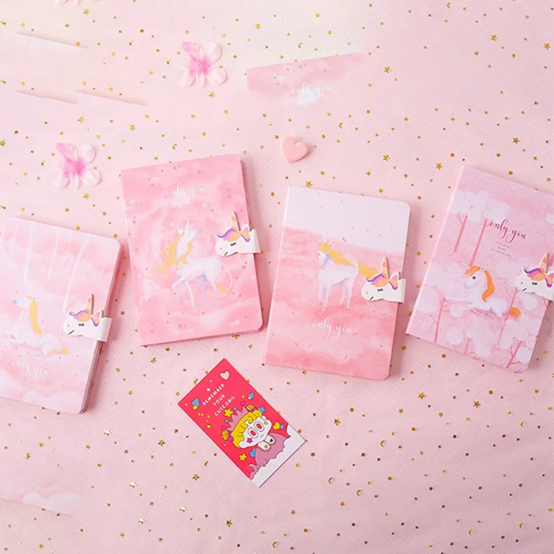 Kawaii Единорог утолщенный блокнот мультфильм животное раскраска страница ручная роспись дневник планировщик Ткань Обложка Блокнот для подарка