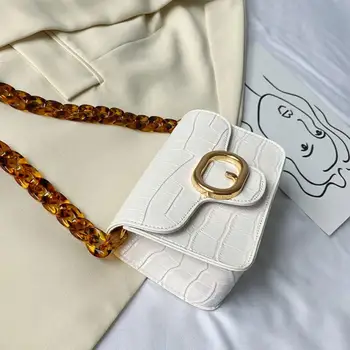 

Crocodile pattern Mini Square Crossbody bag 2020 New High-quality Leather Women's Designer Handbag Chain Shoulder Messenger Bag