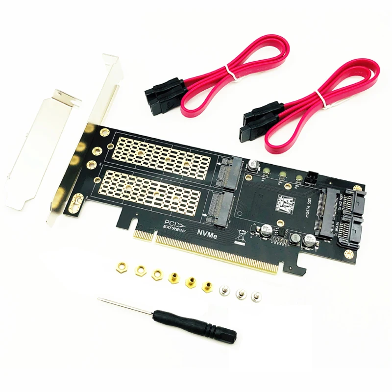 Переходник для Райзера M2 NVMe SSD NGFF к PCIE 3,0 X16 адаптер для майнинга Чиа поддержка M Key NVME SSD B Key M.2 SATA SSD mSATA адаптер 3 в 1