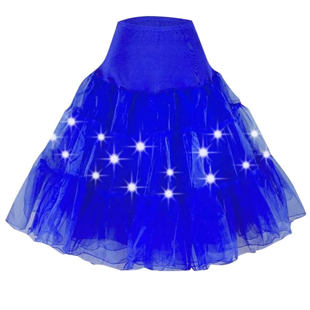 Стильный бар плюс Размер 6xl лампочка сетчатая юбка свободный женский светодиодный легкий тюль пачка костюм танцевальная юбка Необычные хип-хоп вечерние бальные юбки - Цвет: Blue