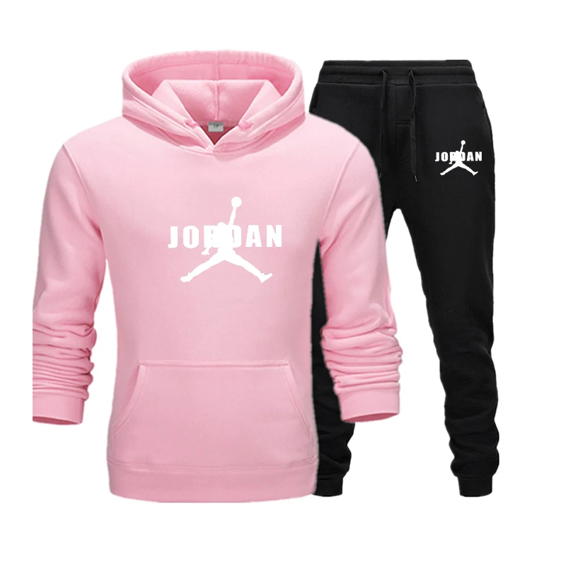 Pink 1 Новинка, зимние мужские одноцветные комплекты одежды, толстовки, спортивная одежда, флисовая Толстая спортивная одежда+ спортивные штаны, пуловер, костюм - Цвет: Pink 1