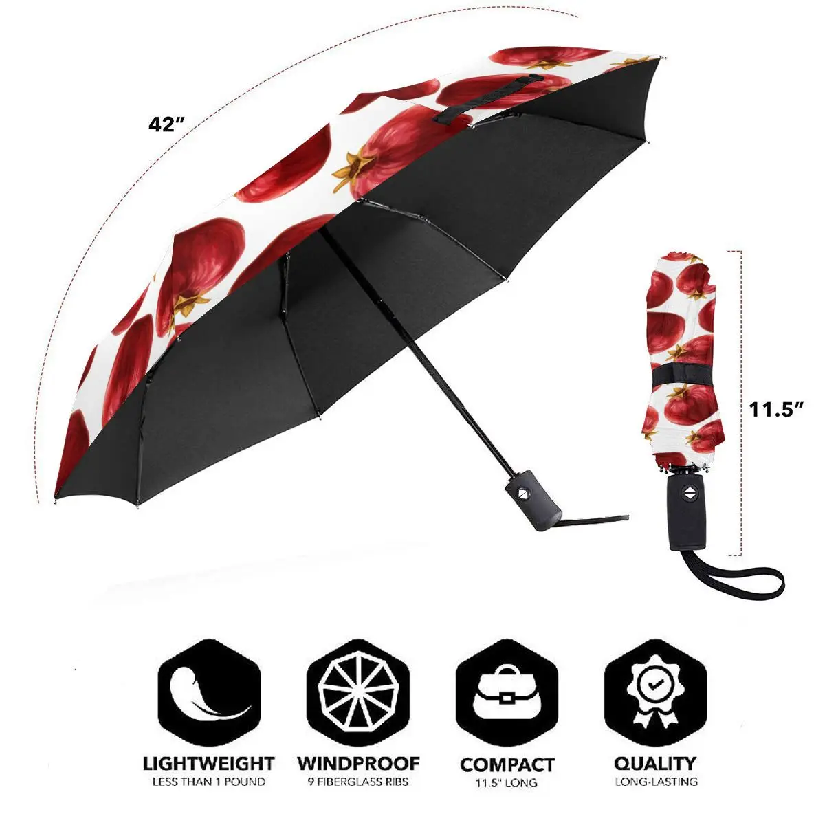 Paraguas automático para y mujer, sombrilla de Granada, tres pliegues, para lluvia|Paraguas| -