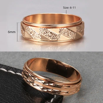 New Fashion Spinner Rings for Women Men 585 Rose Gold Color Rotatable Matte Engagement Anxiety